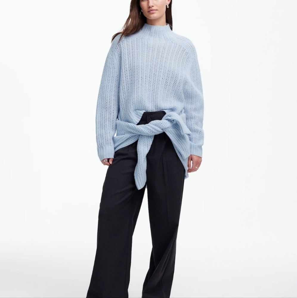 Madewell Pointelle-Stitch Mockneck Sweater -  Heather Pale Dawn - Picture 14 of 14